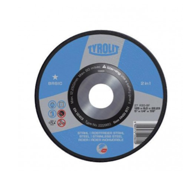 PLOČA BRUSNA 115 X 6 MM ČELIK + INOX 222858 TYROLIT